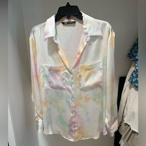 Zara Tie-Dye Button Down Shirt